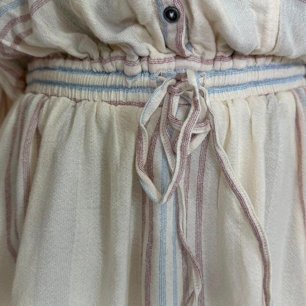 Free People On My Way Striped Shirt Ivory Multi Boho Mini Dress Size XS NWT - Picture 10 of 14